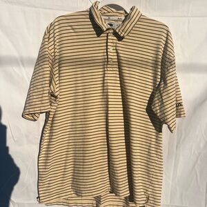 Vintage Fila Tan and Black Striped Polo Shirt